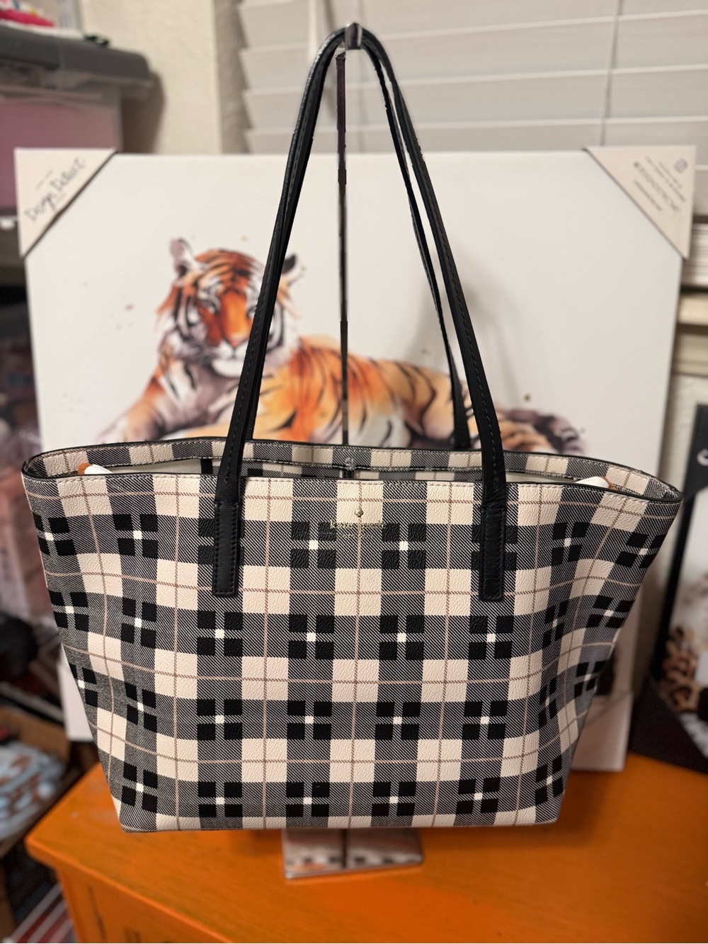 Kate Spade Hawthorne Lane Ryan Plaid Tote VGUC